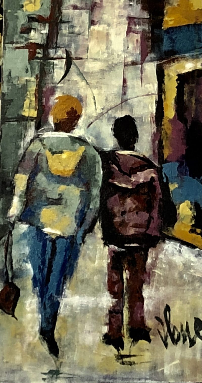 en revenant de 'école
